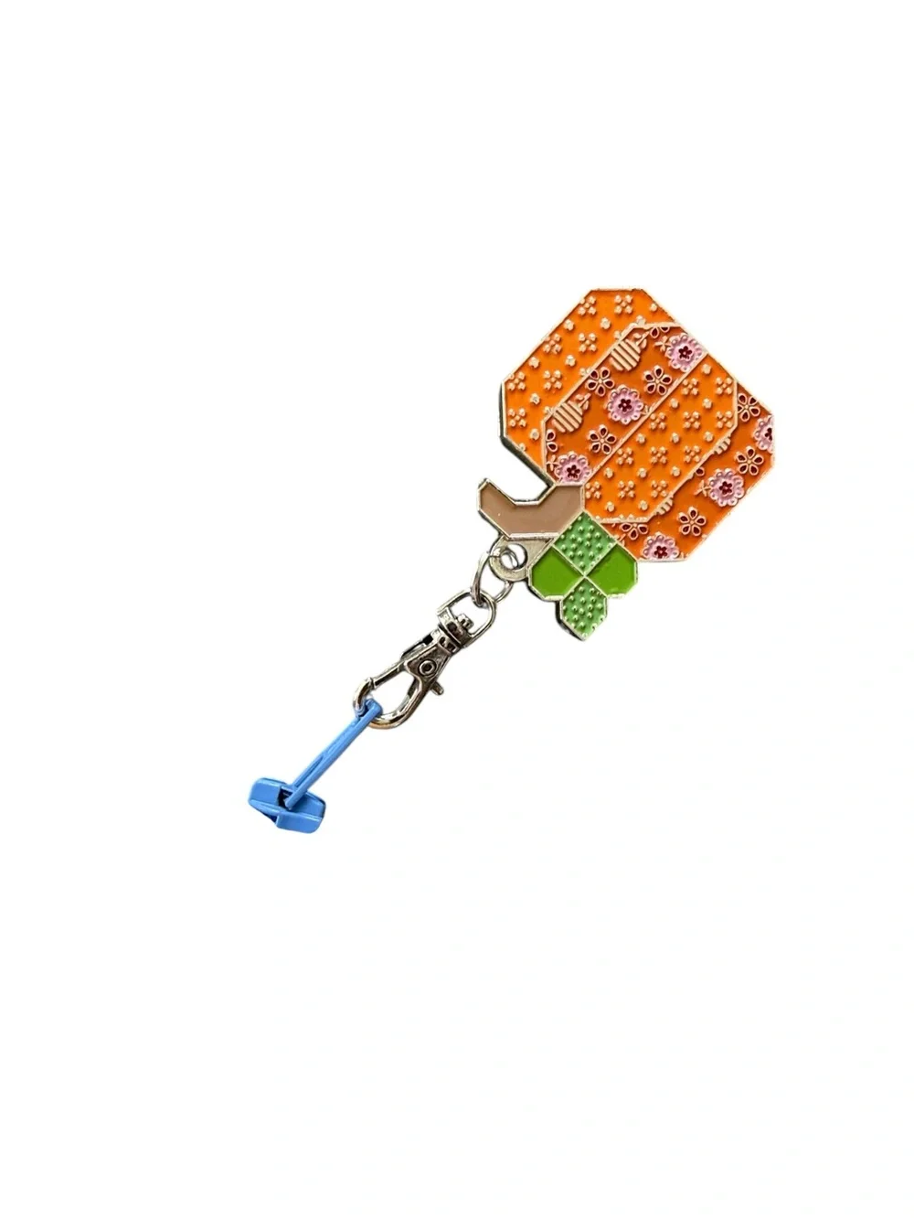Handmade Quilted Wilma Pouch With Enamel Happy Pumpkin Charm 11”x8”